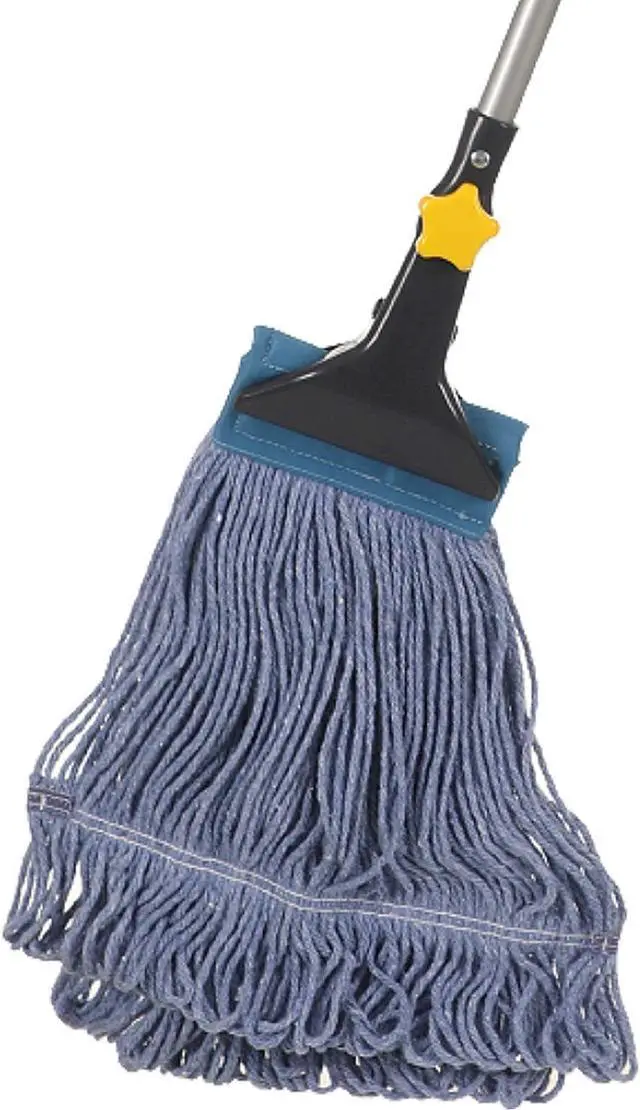 Main image of Yocada Looped-End String Wet Mop Heavy Duty Cotton Mop Commercial Industrial Grade Telescopic Iron Pole Jaw Clamp Floor Cleaning 55.1 inch