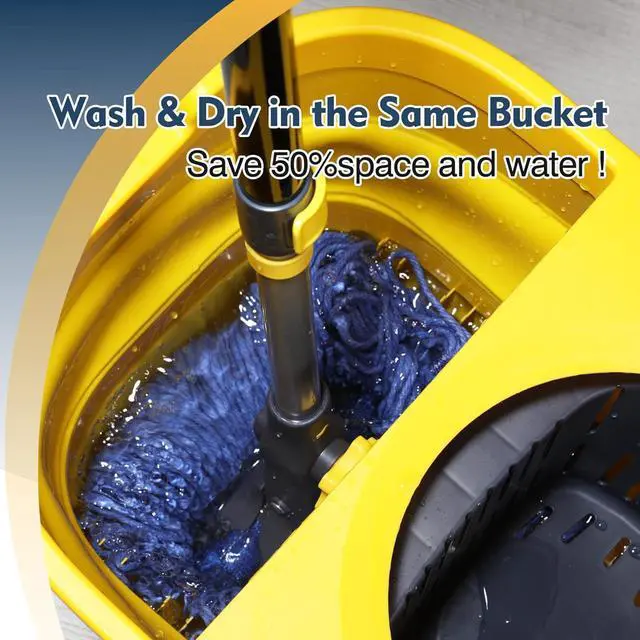 Alt view image 7 of 7 - Yocada Looped-End String Wet Mop Heavy Duty Cotton Mop Commercial Industrial Grade Telescopic Iron Pole Jaw Clamp Floor Cleaning 55.1 inch