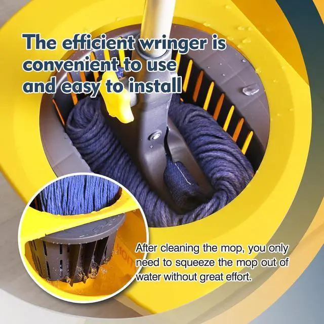 Alt view image 6 of 7 - Yocada Looped-End String Wet Mop Heavy Duty Cotton Mop Commercial Industrial Grade Telescopic Iron Pole Jaw Clamp Floor Cleaning 55.1 inch