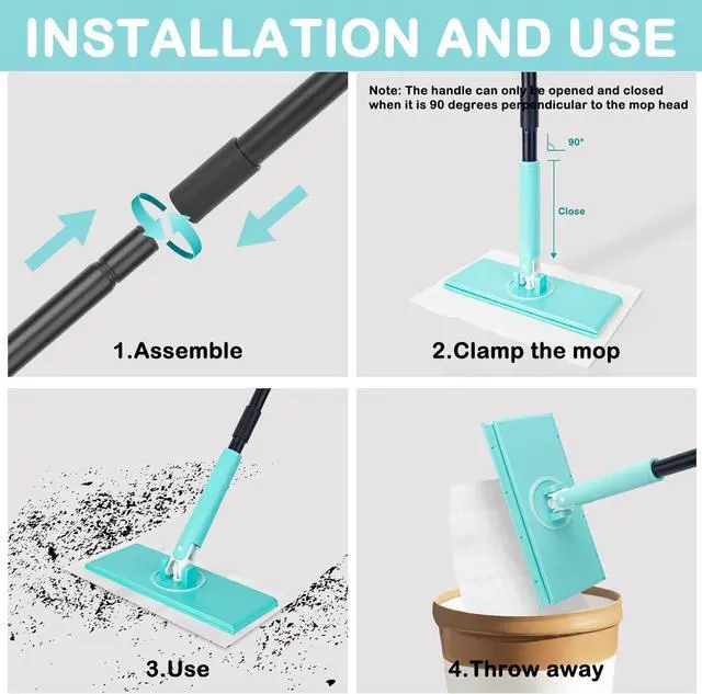 Alt view image 6 of 7 - KeFanta Sweeper Mops for Floor Cleaning, 2-in-1 Mops Kit Compatible with Swiffer Pads, Disposable Dust Mop with 20 Dry Cloths, 1 Washable Microfiber Cloth for Hardwood Kitchen Bathroom Pet Hair
