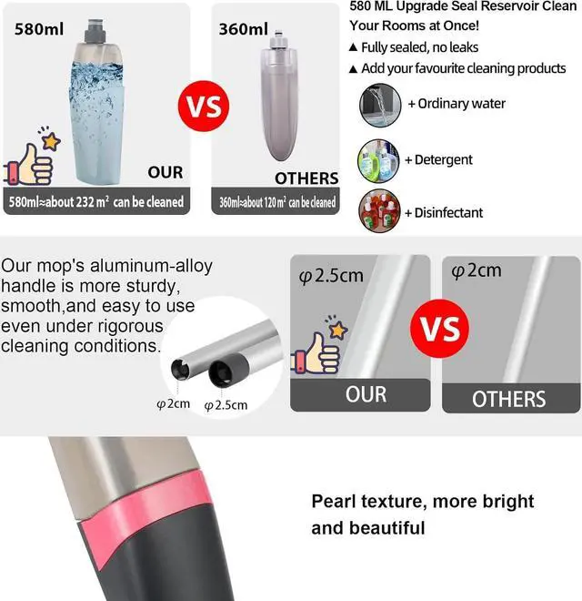 Alt view image 3 of 7 - Microfiber Spray Mop for Floor Cleaning Dry Wet Dust Mop for Kitchen Wood Floor Hardwood Laminate Ceramic Tiles 360 Degree Mop Set with 4 Mop Heads Replacement 1 Scraper 1 Mop Holder 1 Bottle