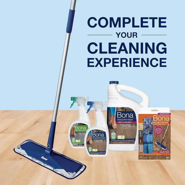Alt view image 5 of 5 - Bona Premium Microfiber Floor Mop for Dry and Wet Floor Cleaning - Includes Microfiber Cleaning Pad and Microfiber Dusting Pad - Dual Zone Cleaning Design for Faster Cleanup