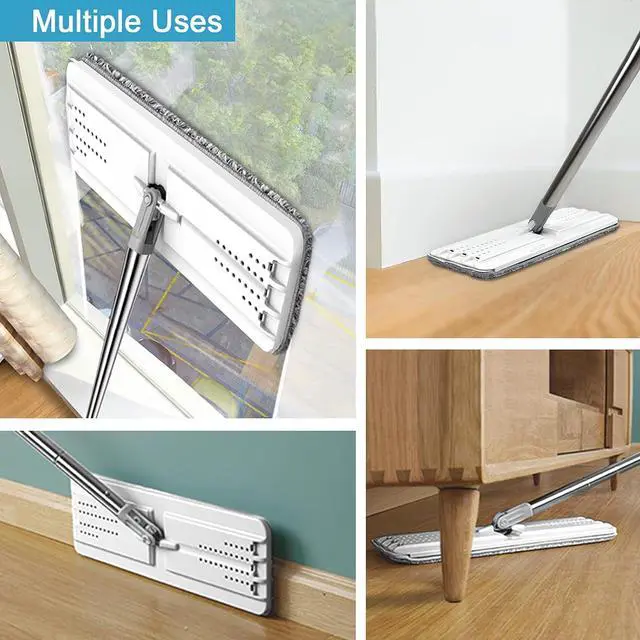 Alt view image 5 of 7 - Mop and Bucket with Wringer Set, Hands Free Flat Floor Mop and Bucket, 3 Washable Microfiber Pads Included, Wet and Dry Use, Home Floor Cleaning System for All Floor Types and Windows