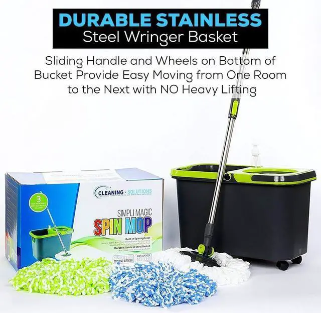 Alt view image 3 of 4 - Simpli-Magic 79117 Spin Mop Cleaning Kit with Refills, Mop & Refills, Black/Green