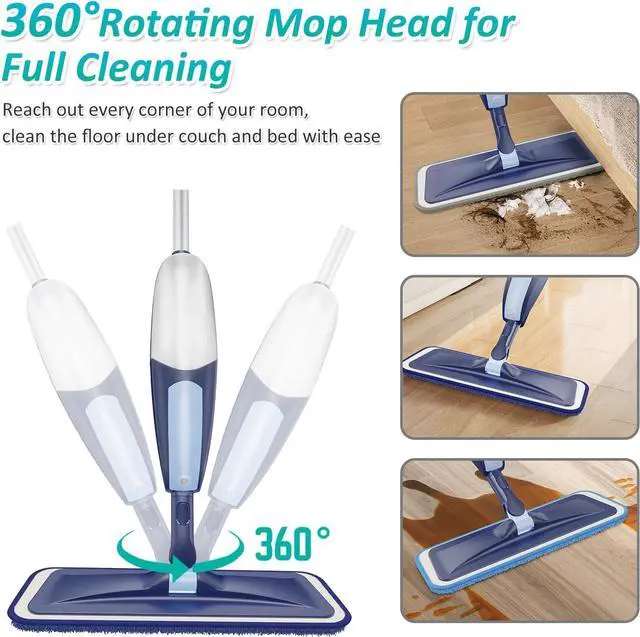 Alt view image 4 of 7 - Spray Mops for Floor Cleaning, TRAV-ROUND Microfiber Wood Floor Mop with 3 Reusable Washable Pads Fit for Swiffer Powermop for Dry Dust Wet Cleaning on Hardwood Laminate Wood Ceramic Vinyl Tile