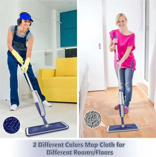 Alt view image 4 of 6 - Wet Dust Mops for Hardwood Floor Cleaning - MEXERRIS Microfiber Spray Mops with 4X Reusable Washable Pads 2X Bottles Wood Floor Mops with Spray Home Commercial Use for Hardwood Laminate Tiles Floors