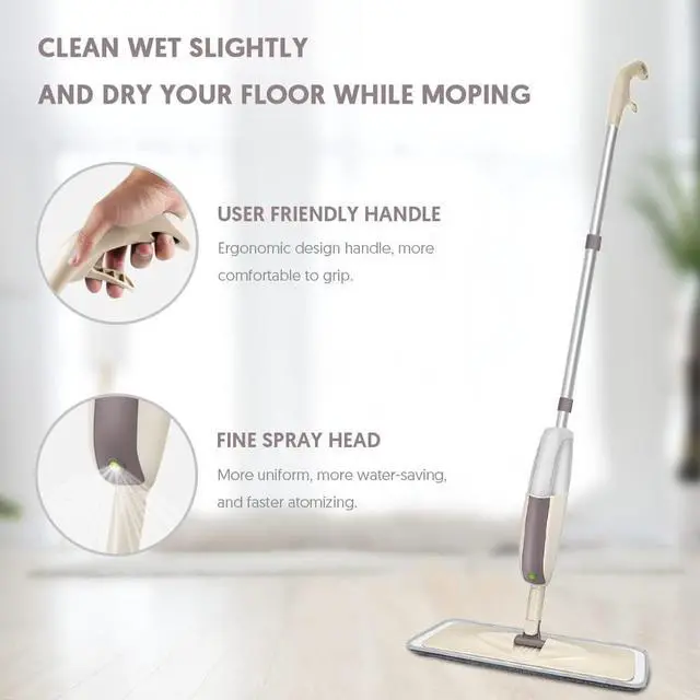Alt view image 3 of 6 - Spray Mop for Floor Cleaning, HOMTOYOU Floor Mop with a Refillable Bottle and 3 Washable Microfiber Pads, Dry Wet Spray Mop for Home Kitchen Hardwood Laminate Wood Vinyl Ceramic Tiles Floor Cleaning