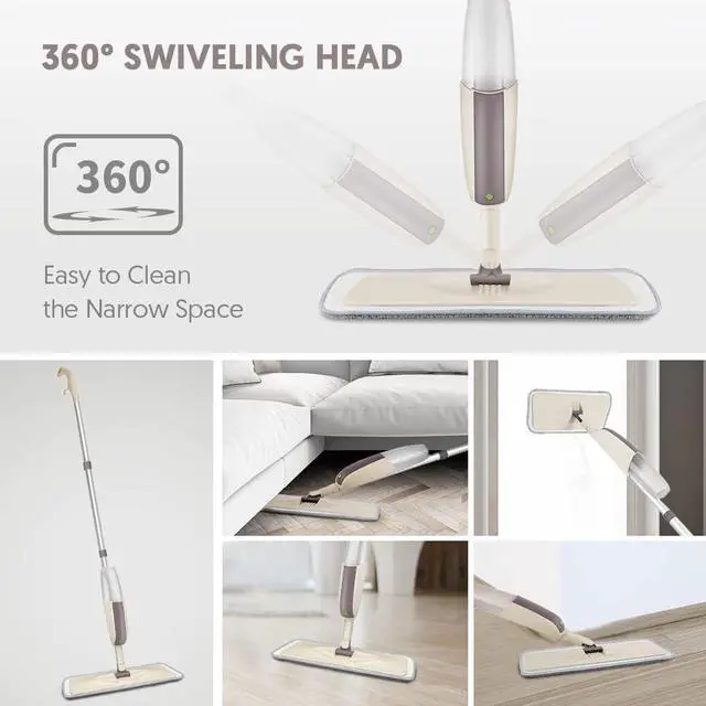 Alt view image 5 of 6 - Spray Mop for Floor Cleaning, HOMTOYOU Floor Mop with a Refillable Bottle and 3 Washable Microfiber Pads, Dry Wet Spray Mop for Home Kitchen Hardwood Laminate Wood Vinyl Ceramic Tiles Floor Cleaning