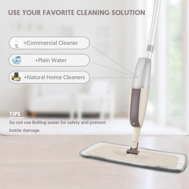 Alt view image 6 of 6 - Spray Mop for Floor Cleaning, HOMTOYOU Floor Mop with a Refillable Bottle and 3 Washable Microfiber Pads, Dry Wet Spray Mop for Home Kitchen Hardwood Laminate Wood Vinyl Ceramic Tiles Floor Cleaning