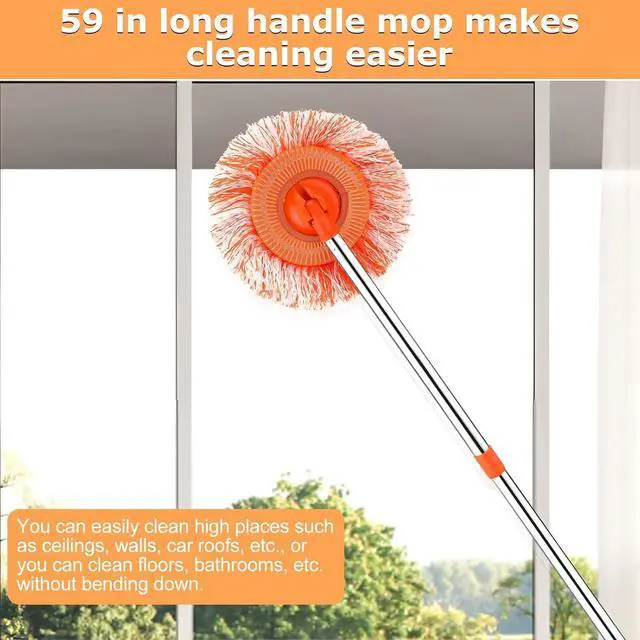 Alt view image 4 of 7 - 59 in Adjustable Cleaning Mop, Dolodomy 180° Rotatable Mops for Floor Cleaning with 4 Reusable Heads, Cleaning Mop for Floor Mop for Floor Door Window Ceiling and Bathroom Cleaning