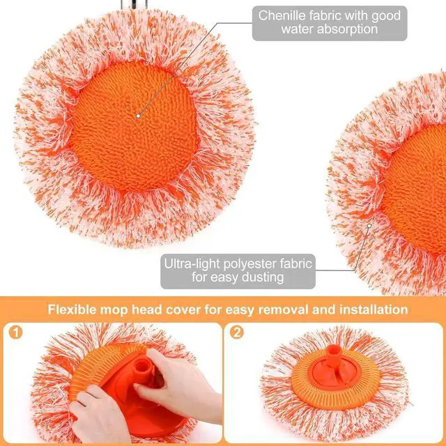 Alt view image 5 of 7 - 59 in Adjustable Cleaning Mop, Dolodomy 180° Rotatable Mops for Floor Cleaning with 4 Reusable Heads, Cleaning Mop for Floor Mop for Floor Door Window Ceiling and Bathroom Cleaning