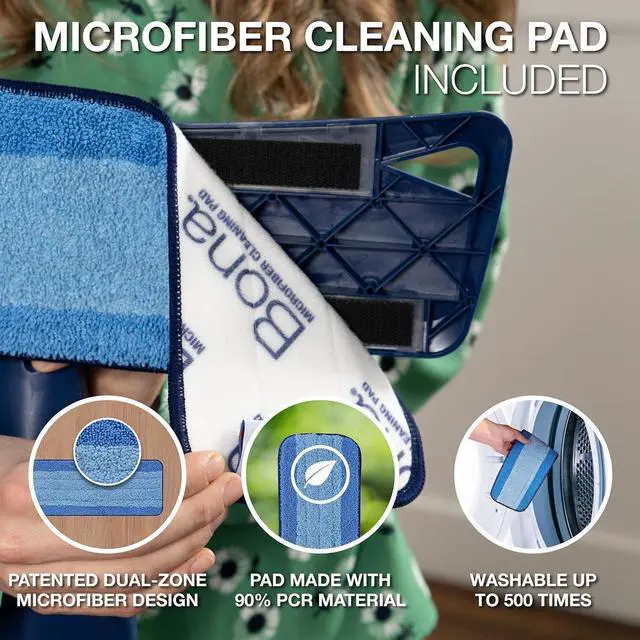Alt view image 3 of 6 - Bona Premium Multi-Surface Floor Spray Mop - Includes Multi-Surface Floor Cleaning Solution 34 fl oz and Machine Washable Microfiber Cleaning Pad - for Stone, Tile, Laminate, and Vinyl Floors
