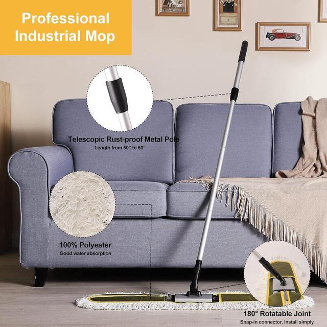 Alt view image 2 of 6 - 36" Commercial Dust Mops for Floor Cleaning Heavy Duty Floor Duster Mop with Long Handle Hotel Gym Household Cleaning Supplies for Hardwood, Tiles, Marble Floors,Green