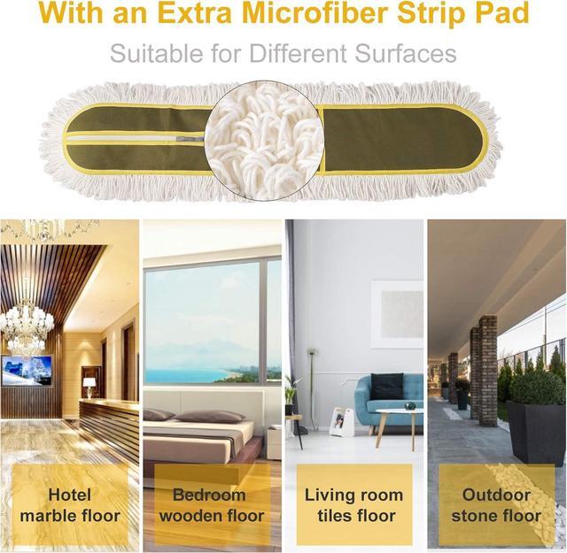 Alt view image 4 of 6 - 36" Commercial Dust Mops for Floor Cleaning Heavy Duty Floor Duster Mop with Long Handle Hotel Gym Household Cleaning Supplies for Hardwood, Tiles, Marble Floors,Green