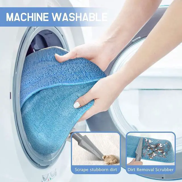 Alt view image 6 of 7 - 18" Professional Microfiber Mop Floor Cleaning mop, Flat Mop with Stainless Steel Handle,4 Reusable Washable Mop Pads and mop Pads Brush,Microfiber Mop for Hardwood (18" Microfiber Mop)