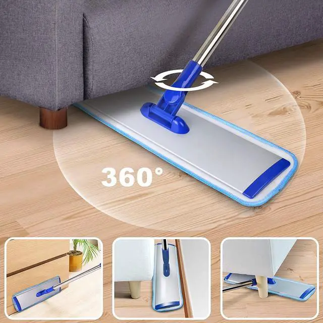 Alt view image 5 of 7 - 18" Professional Microfiber Mop Floor Cleaning mop, Flat Mop with Stainless Steel Handle,4 Reusable Washable Mop Pads and mop Pads Brush,Microfiber Mop for Hardwood (18" Microfiber Mop)
