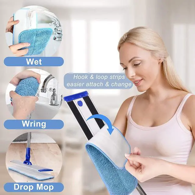 Alt view image 4 of 7 - 18" Professional Microfiber Mop Floor Cleaning mop, Flat Mop with Stainless Steel Handle,4 Reusable Washable Mop Pads and mop Pads Brush,Microfiber Mop for Hardwood (18" Microfiber Mop)