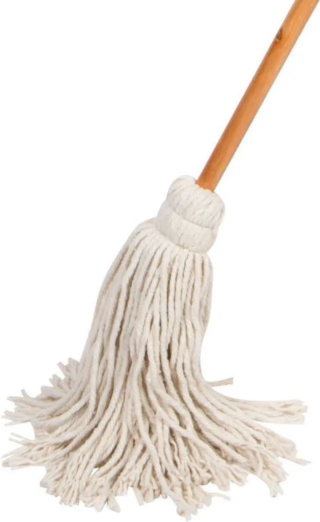 Main image of Large Wet Deck Cotton Mop with Solid Wood Handle (11 Oz, White)