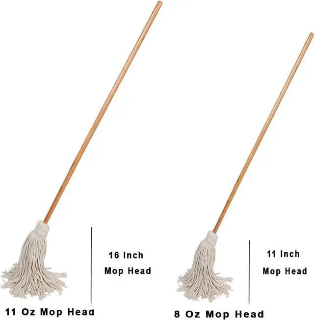 Alt view image 5 of 5 - Large Wet Deck Cotton Mop with Solid Wood Handle (11 Oz, White)