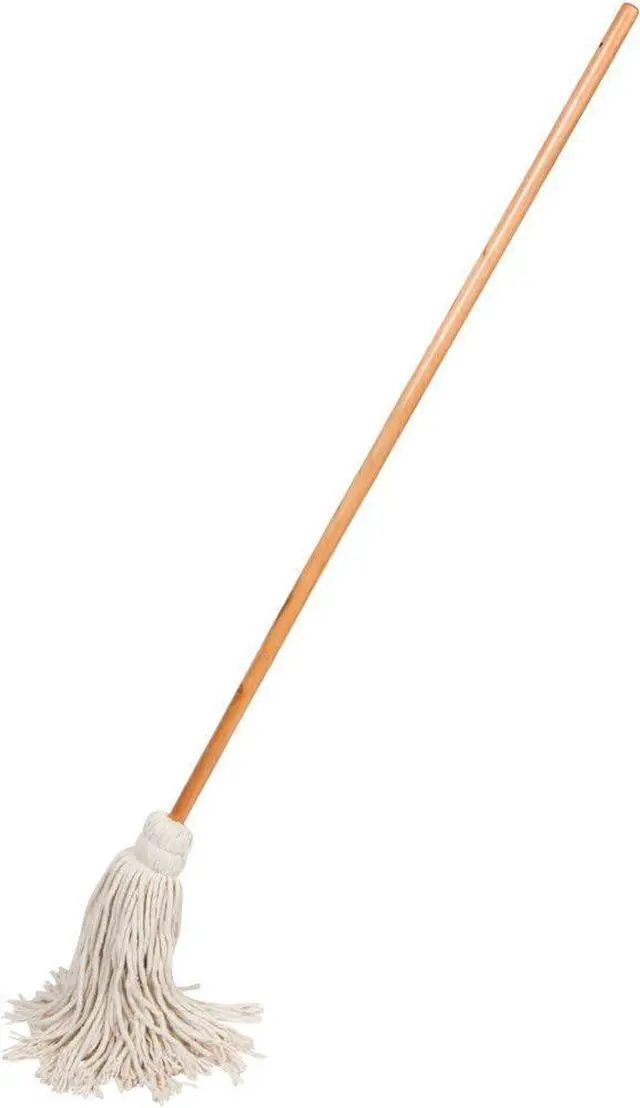 Alt view image 2 of 5 - Large Wet Deck Cotton Mop with Solid Wood Handle (11 Oz, White)