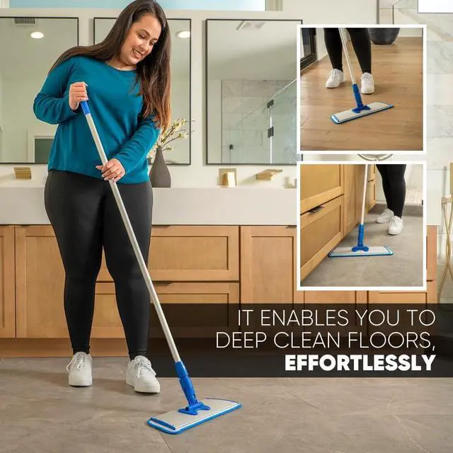 Alt view image 6 of 7 - Cinch Mop - Microfiber Mop for Hardwood Floors - Flat Mops System for Wood, Tile, Laminate, Vinyl, 2 Wet Pads Refills, Reusable Micro Fiber Mopping Heads
