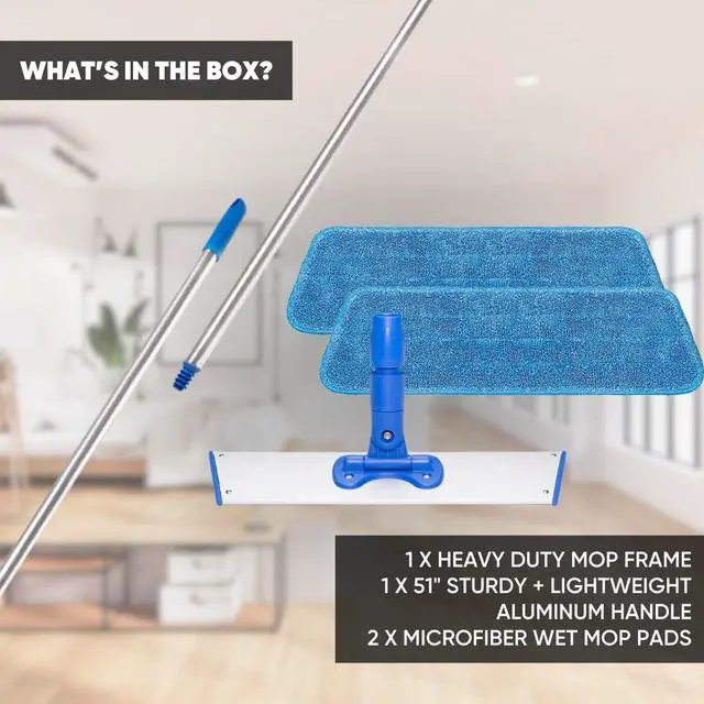 Alt view image 7 of 7 - Cinch Mop - Microfiber Mop for Hardwood Floors - Flat Mops System for Wood, Tile, Laminate, Vinyl, 2 Wet Pads Refills, Reusable Micro Fiber Mopping Heads