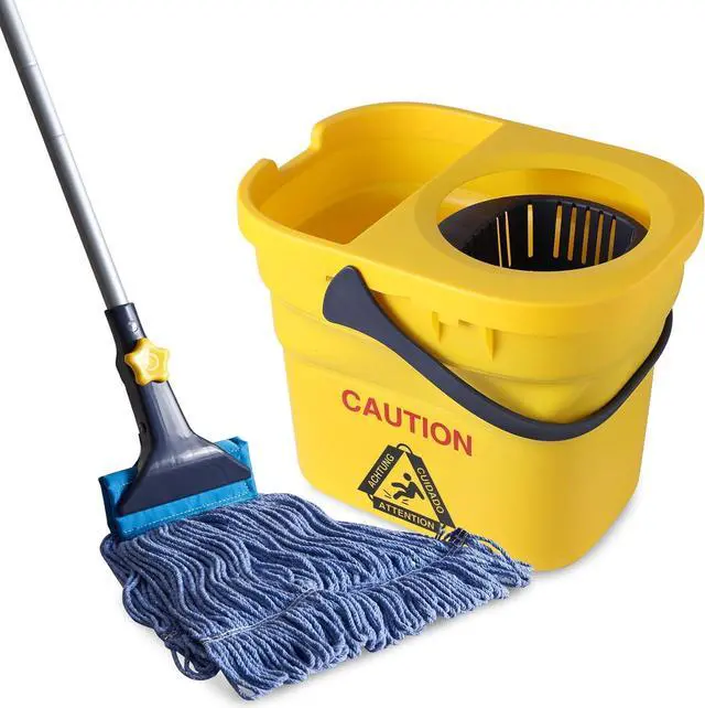 Alt view image 4 of 7 - Yocada Looped-End String Wet Mop Heavy Duty Cotton Mop Commercial Industrial Grade Telescopic Iron Pole Jaw Clamp Floor Cleaning 55.1 inch