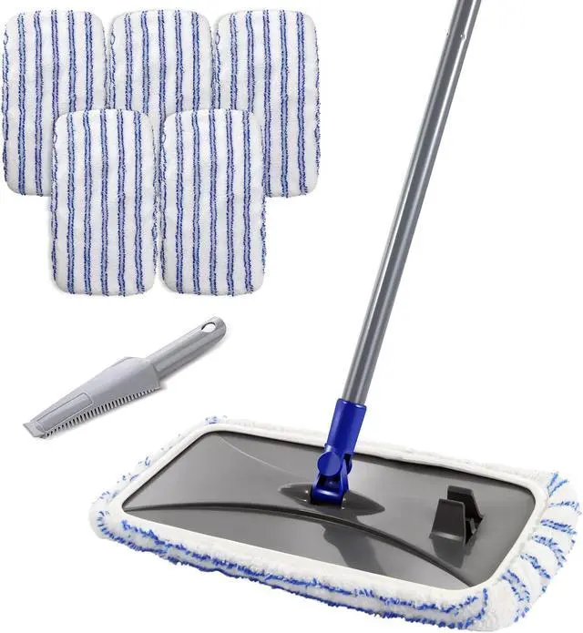Main image of MASTERTOP Large Microfiber Mop - Microfiber Mop Floor Cleaning System, 16x8.4 Flat Mop, Dust Mop, Hardwood Floor Mop, Washable, 360 Degree, 5 Microfiber Mop Replacement Pad, 1 Cleaning Scraper