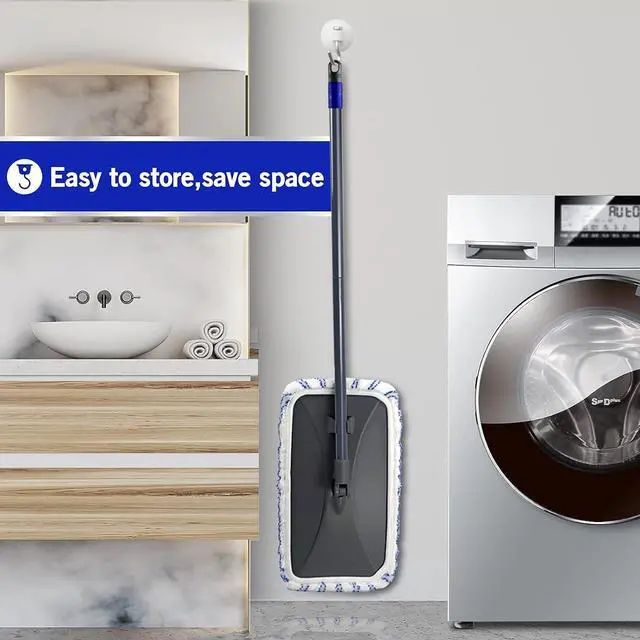 Alt view image 5 of 7 - MASTERTOP Large Microfiber Mop - Microfiber Mop Floor Cleaning System, 16x8.4 Flat Mop, Dust Mop, Hardwood Floor Mop, Washable, 360 Degree, 5 Microfiber Mop Replacement Pad, 1 Cleaning Scraper