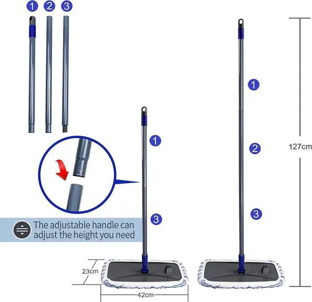 Alt view image 6 of 7 - MASTERTOP Large Microfiber Mop - Microfiber Mop Floor Cleaning System, 16x8.4 Flat Mop, Dust Mop, Hardwood Floor Mop, Washable, 360 Degree, 5 Microfiber Mop Replacement Pad, 1 Cleaning Scraper