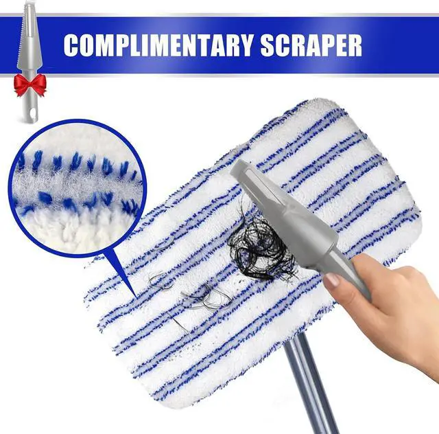 Alt view image 7 of 7 - MASTERTOP Large Microfiber Mop - Microfiber Mop Floor Cleaning System, 16x8.4 Flat Mop, Dust Mop, Hardwood Floor Mop, Washable, 360 Degree, 5 Microfiber Mop Replacement Pad, 1 Cleaning Scraper