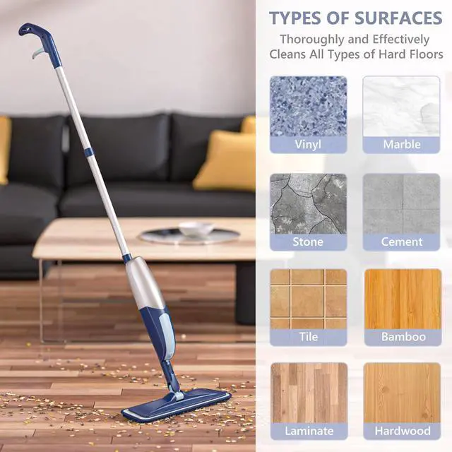 Alt view image 5 of 6 - Spray Mops for Floor Cleaning, TRAV-ROUND Microfiber Wood Floor Mop with 5 Reusable Washable Pads for Dry Wet Cleaning on Hardwood Laminate Wood Ceramic Vinyl Tile