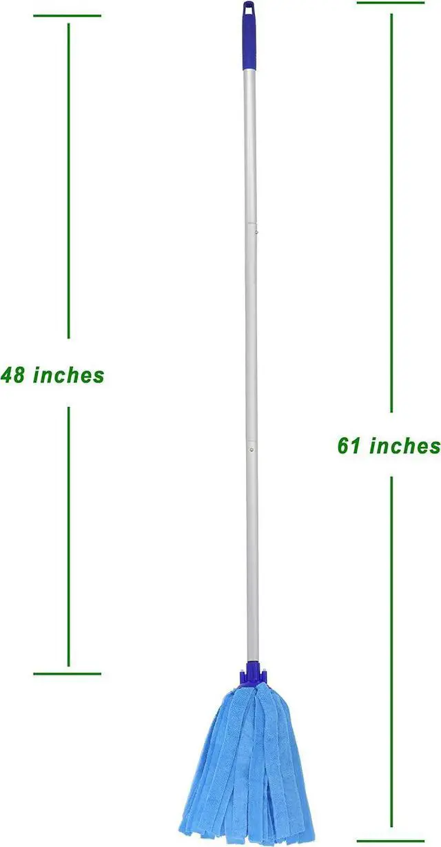 Alt view image 4 of 6 - Mop, One Mop Handle with Two Blue Microfiber Cloth Mop Heads (1 Handle & 2 Mop Heads)