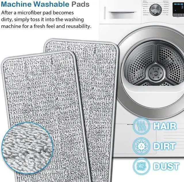 Alt view image 4 of 7 - TETHYS Flat Floor Mop and Bucket Set for Professional Home Floor Cleaning System with Aluminum Handle/2-Washable Microfiber Pads Perfect Home + Kitchen Cleaner for Hardwood, Laminate, Tiles, Vinyl