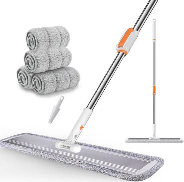 Main image of Microfiber Mop 32 inch Flat mop Commercial Mop Large Wide mop for Hardwood Laminate Tile Floor Cleaning 360 Rotating Dust Wet Mop with Stainless Steel Handle 4 Reusable Mop Pads