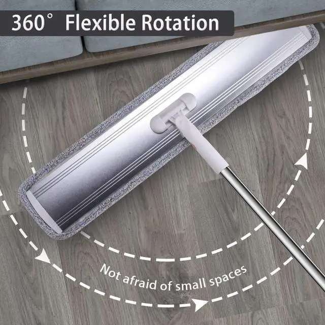 Alt view image 5 of 5 - Microfiber Mop 32 inch Flat mop Commercial Mop Large Wide mop for Hardwood Laminate Tile Floor Cleaning 360 Rotating Dust Wet Mop with Stainless Steel Handle 4 Reusable Mop Pads