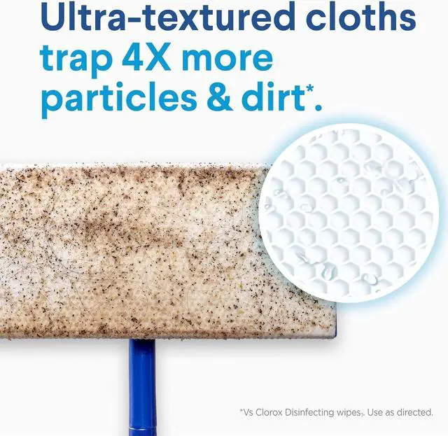 Alt view image 5 of 7 - Clorox Disinfecting Wet Mop Pad, Disposable Mop Heads, Multi-Surface Floor Wipes, Rain Clean, 2 Packs, 24 Wet Refills Per Pack (Package May Vary)
