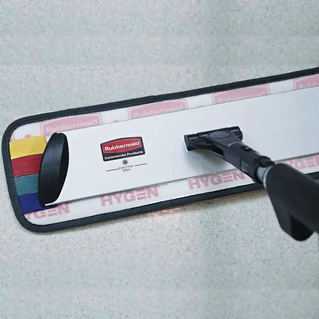 Alt view image 2 of 7 - Rubbermaid Commercial Products Executive HYGEN Mop Quick-Connect Frame for Wet/Dry Microfiber Mopping, Fits 18in Mop Pads, Silver/Black (1863893), handle not included