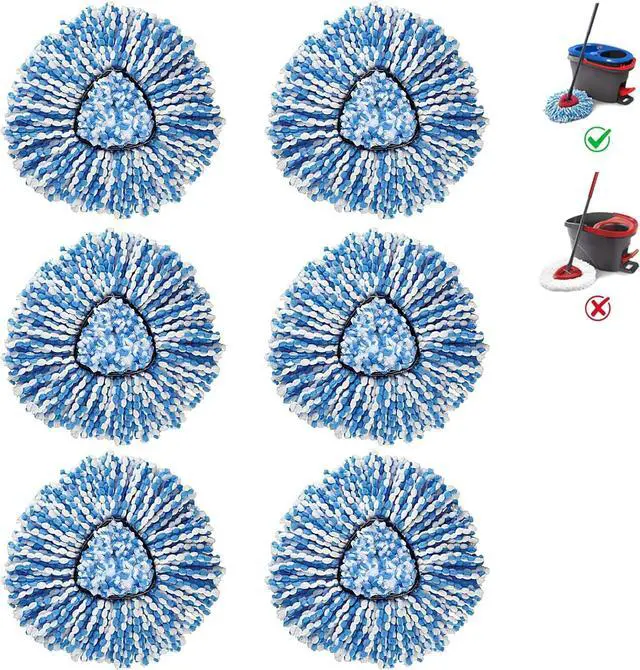 Main image of BonusLife 6-Pack Mop Head for O-Ceda RinseClean Spin Mop Refill 2-Tank System Only Easy Cleaning Microfiber Replacement