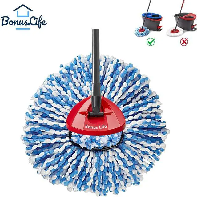 Alt view image 4 of 4 - BonusLife 4 Pack Mop Refills and 1 Head Base Part for O-Ceda RinseClean Spin 2-Tank System - Easy Cleaning Microfiber Replacement