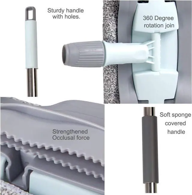 Alt view image 7 of 7 - Microfiber Mop 15 inch Wood Floor Mop for Floor Cleaning with 4 Washable Mop Pads Dust Mop Floor Cleaning Wet Mop with Adjustable Handle