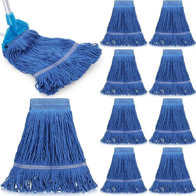 Main image of 10 Pcs Commercial Mop Head Replacement Floor Cleaning Wet Mop Heads Wet Mop Head Refills Heavy Duty Commercial Mop Refills General Cleaning Mop Refills for Industrial Commercial Cleaning (Blue)