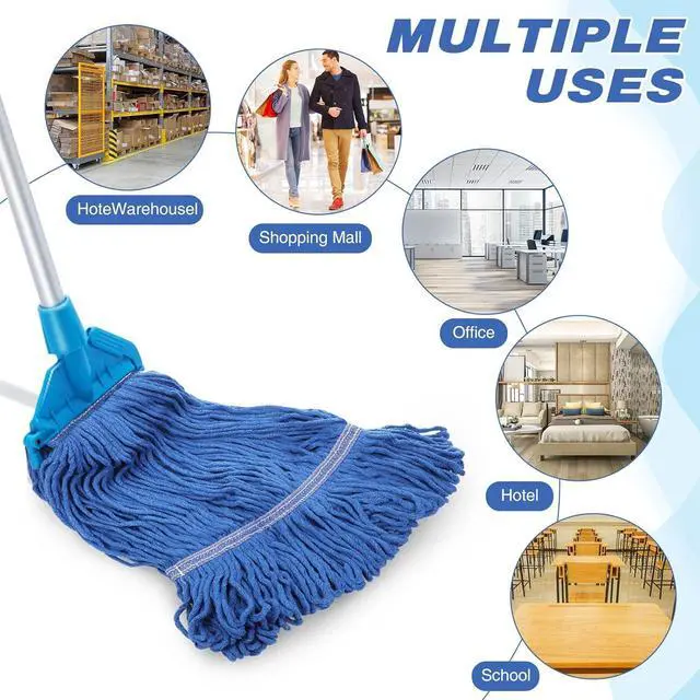 Alt view image 4 of 6 - 10 Pcs Commercial Mop Head Replacement Floor Cleaning Wet Mop Heads Wet Mop Head Refills Heavy Duty Commercial Mop Refills General Cleaning Mop Refills for Industrial Commercial Cleaning (Blue)