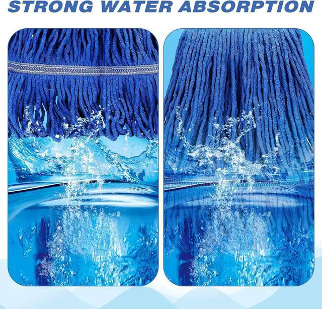 Alt view image 5 of 6 - 10 Pcs Commercial Mop Head Replacement Floor Cleaning Wet Mop Heads Wet Mop Head Refills Heavy Duty Commercial Mop Refills General Cleaning Mop Refills for Industrial Commercial Cleaning (Blue)