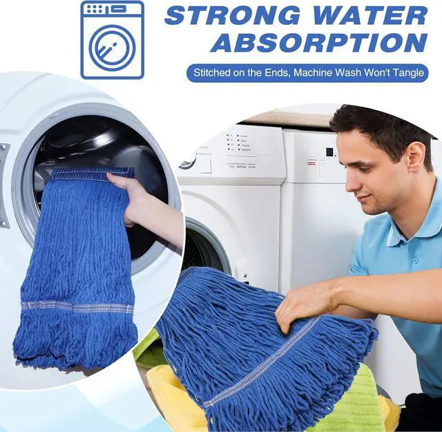 Alt view image 6 of 6 - 10 Pcs Commercial Mop Head Replacement Floor Cleaning Wet Mop Heads Wet Mop Head Refills Heavy Duty Commercial Mop Refills General Cleaning Mop Refills for Industrial Commercial Cleaning (Blue)
