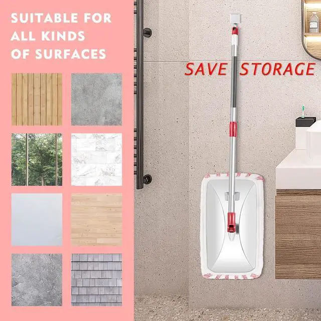 Alt view image 7 of 7 - MASTERTOP Microfiber Mop, Extra Large Dust Mop with 5 Pads for Wet & Dry Use, 16'' Mops for Hardwood Laminate, Tile, Vinyl Floors,5 Microfiber Refills, 1 Cleaning Scraper