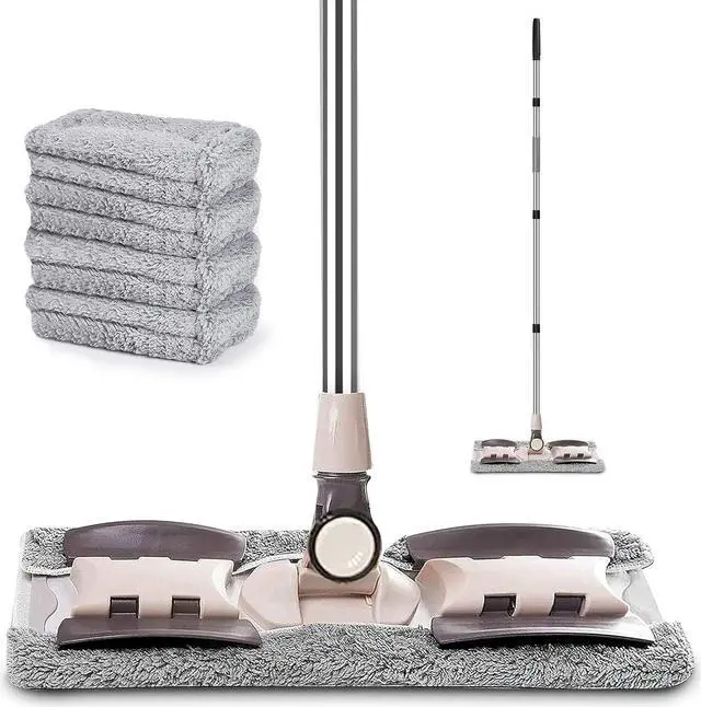 Main image of MAYSHINE Microfiber Hardwood Floor Wet and Dry Dust Mop w/ 5 Reusable Pads, 360 Spin Mop System | Use on Wood, Tile, Laminate, Vinyl and More | Flat Mop with 60" Extendable Stainless Steel Handle