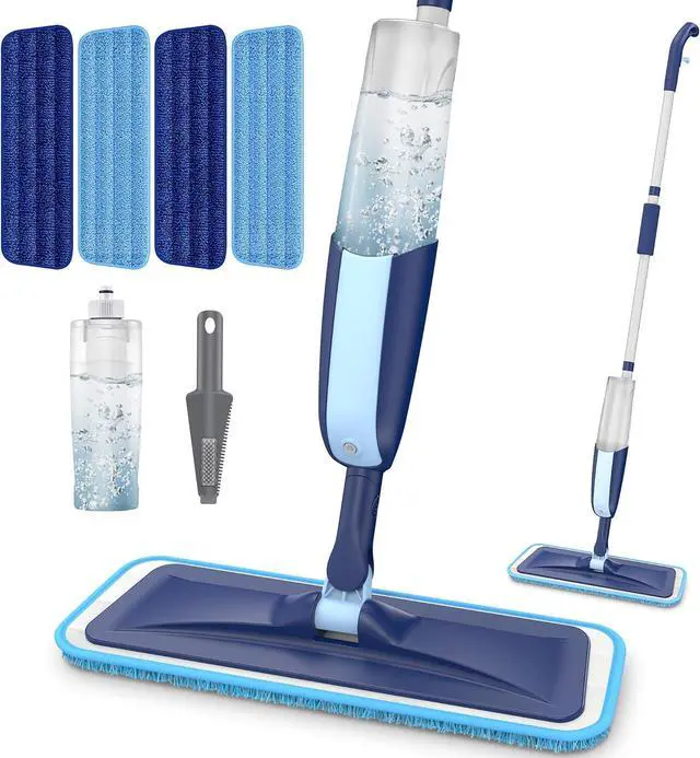 Main image of Microfiber Wet Spray Mops for Hardwood Floor Cleaning, Dry Wet Dust Wood Floor Mop with 4 Reusable Washable Mop Pads Refills Fit for Swiffer Power Mop, Flat Floor Mop for Laminate Ceramic Vinyl Tile