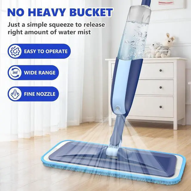 Alt view image 4 of 6 - Microfiber Wet Spray Mops for Hardwood Floor Cleaning, Dry Wet Dust Wood Floor Mop with 4 Reusable Washable Mop Pads Refills Fit for Swiffer Power Mop, Flat Floor Mop for Laminate Ceramic Vinyl Tile