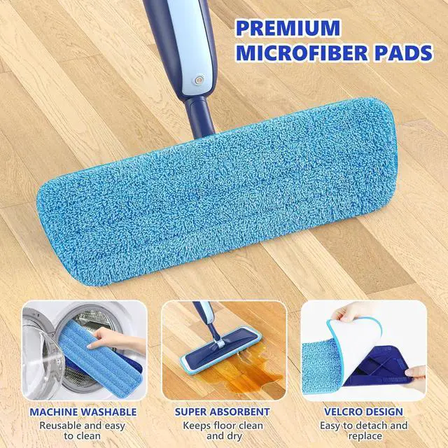 Alt view image 5 of 6 - Microfiber Wet Spray Mops for Hardwood Floor Cleaning, Dry Wet Dust Wood Floor Mop with 4 Reusable Washable Mop Pads Refills Fit for Swiffer Power Mop, Flat Floor Mop for Laminate Ceramic Vinyl Tile